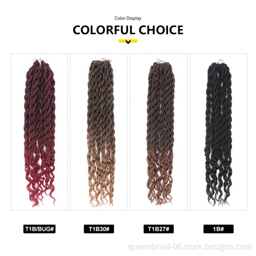 Wholesale Free Nature Soft Dread Ombre Synthetic Crochet Braids Hair Extensions Curly Goddess Faux Locs